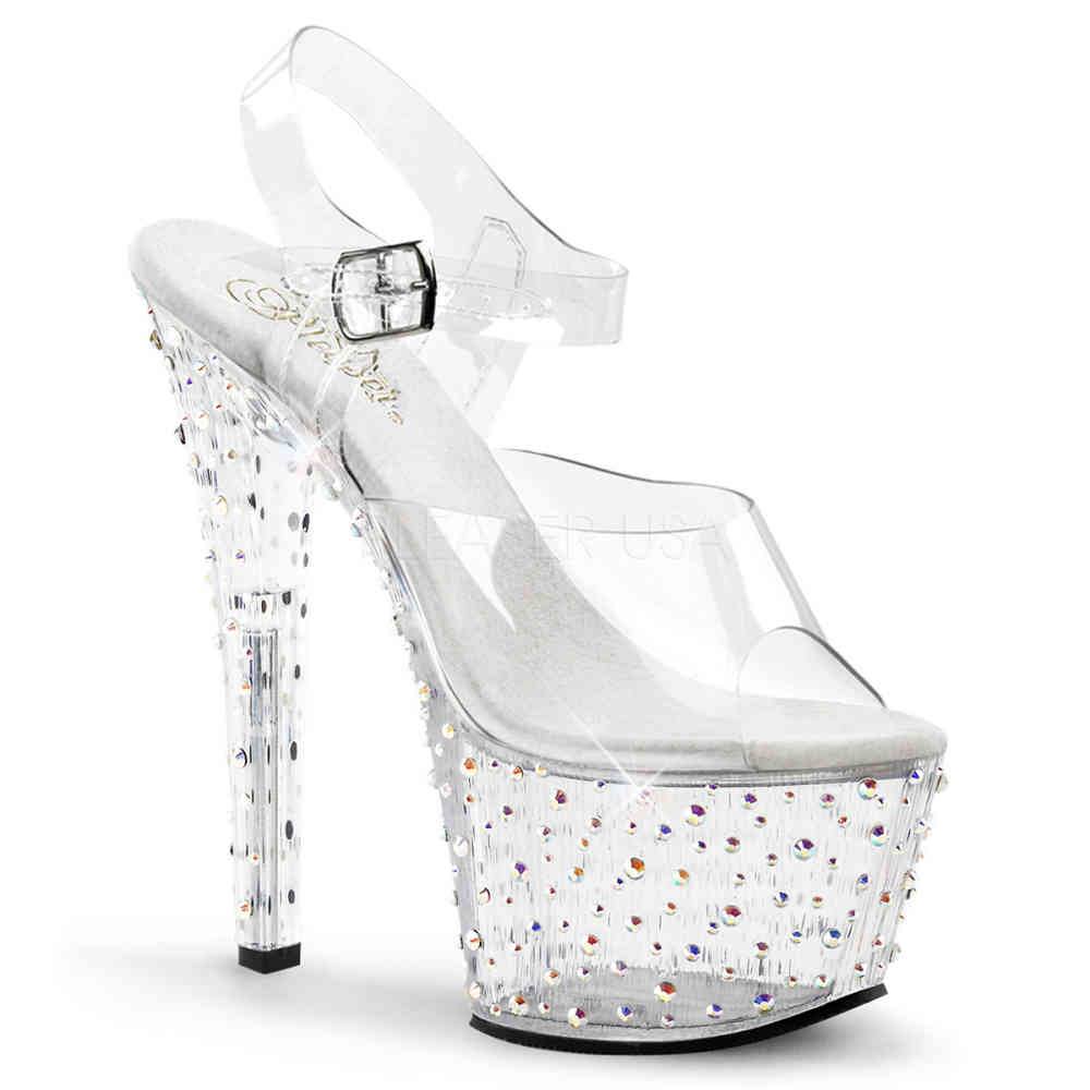 Pleaser - STARDANCE708 Sandaal met enkelband, Paaldans schoenen - Paaldans schoenen - Transparant Product image